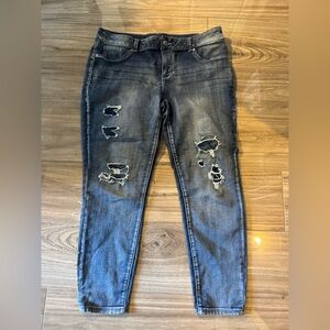 Maurices Maurice Dark Blue Skinny Distressed Ripped Jeans 20 W